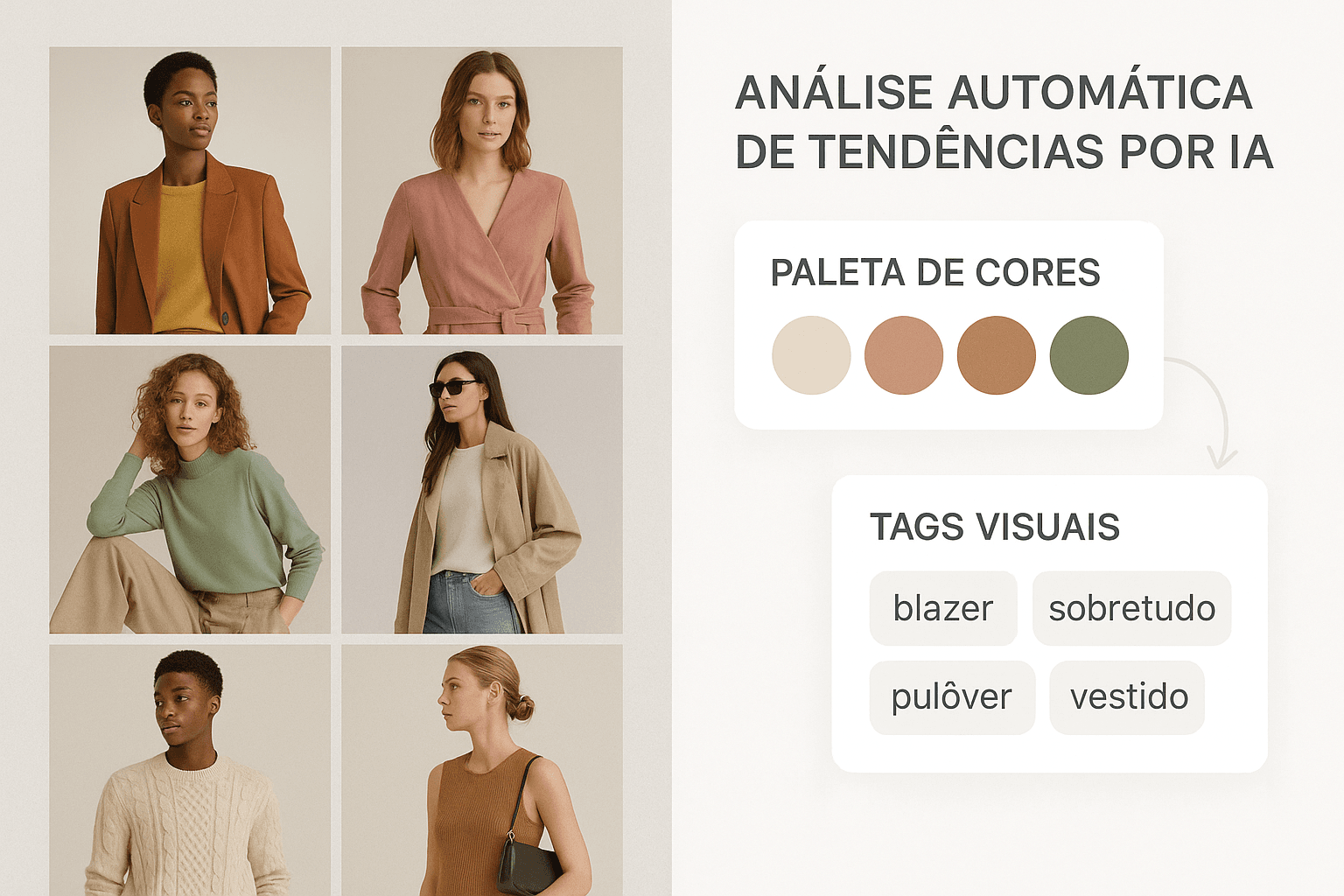 Mockup mostrando IA destacando elementos visuais de tendência em fotos de moda B2C